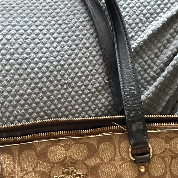 Coach Tan and Black Signature Tote - Picture 4 of 6